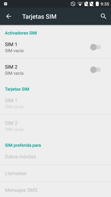 Configuración SIM en el OnePlus 2
