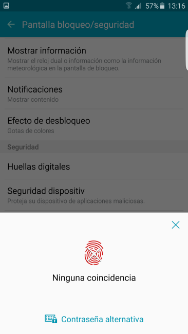 Reconocimiento de huellas del Samsung Galaxy S6 Edge Plus