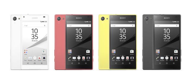 Sony Xperia Z5 Compact en rojo, blanco, amarillo y negro