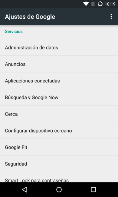 Ajustes de Google Play Services