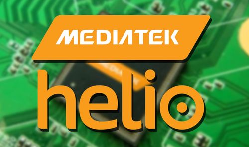 MediaTek Helio con montaje de fondo verde