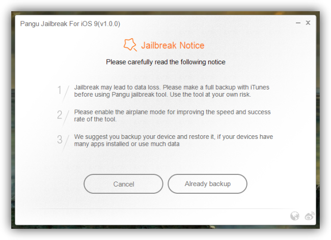 Pangu Jailbreak para iOS 9 - advertencias