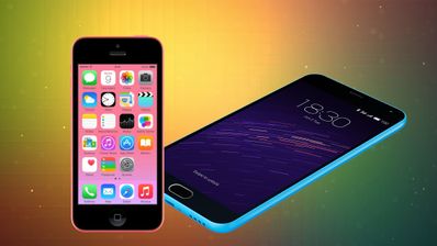 iPhone 5c rosa y meizu m2 note azul
