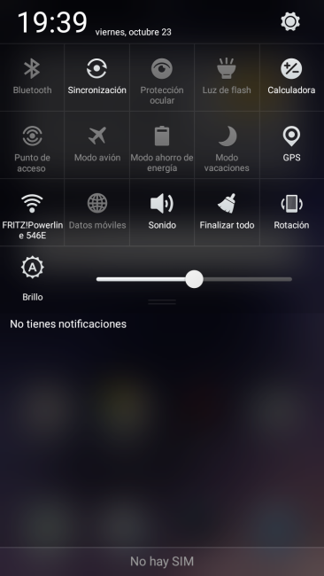 Accesos rápidos del Oppo Mirror 5s