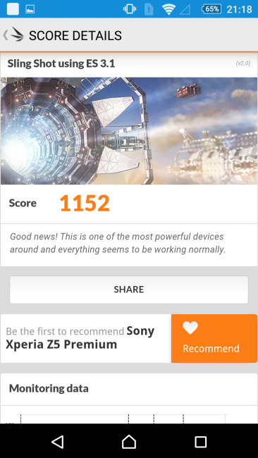 resultado 3D Mark del Sony Xperia Z5 Premium