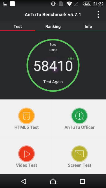 Resultado AnTuTu del Sony Xperia Z5 Premium
