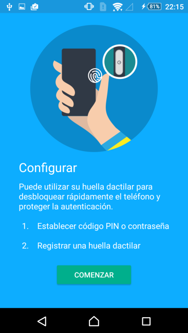 Reconocimiento huella Sony Xperia Z5 Premium