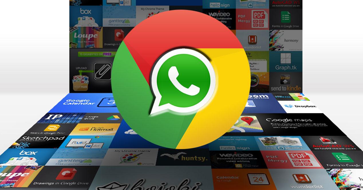 WhatsApp dentro de logo de chrome con extensiones