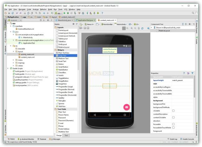 Colocar elemento en actividad en Android Studio - Hola Mundo