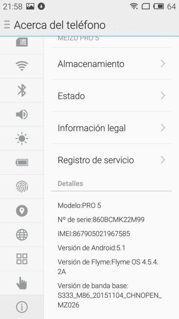 Ajustes del Meizu PRO 5