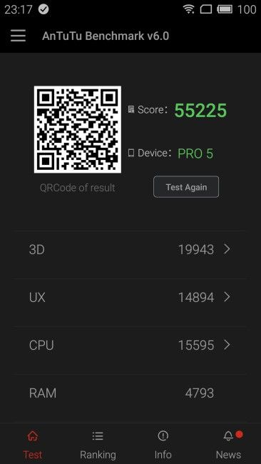 Resultado AnTuTu del Meizu PRO 5