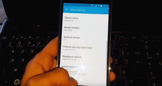 Samsung Galaxy S5 con Android 6.0.1