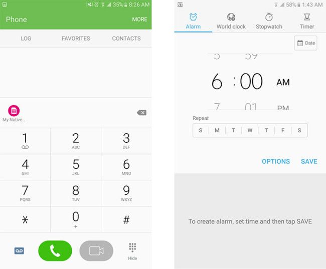Seccion de la alarma en Samsung TouchWiz
