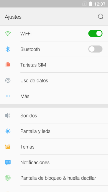 Ajustes del Zuk Z1