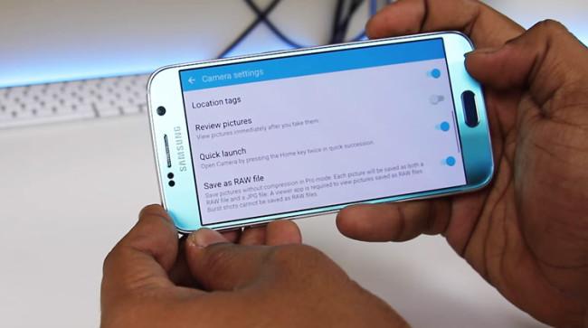 Cámara del Samsung Galaxy S6 con formato RAW