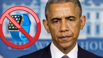 Apple watch en señal de prohibido con Barack Obama