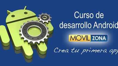 Carátula del Curso de Desarrollo Android de Movilzona con logo de Android