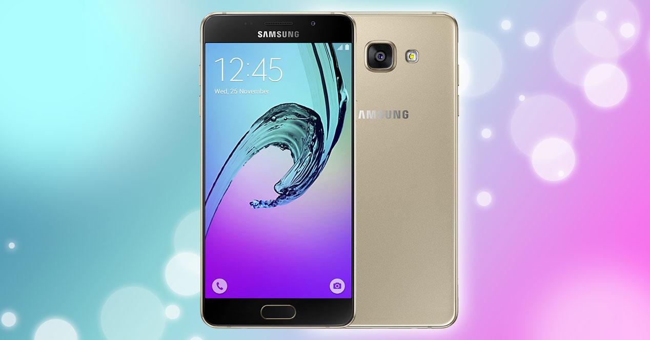 Samsung Galaxy A5 2016 dorado con fondo