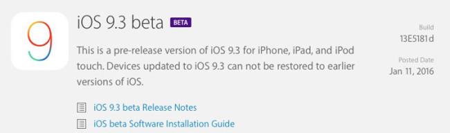 Descarga de iOS 9.3 Beta 1