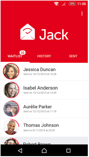 pantalla mensajería jack en android