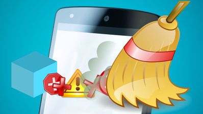 escoba limpiando archivos basura en movil