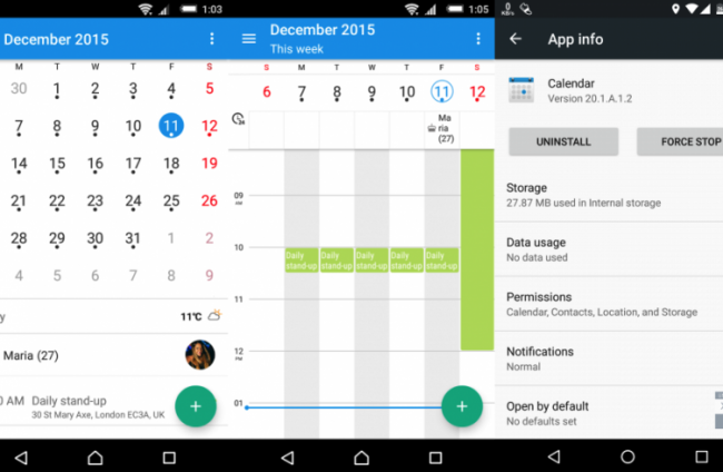 Apps de Calendario y Tiempo de Sony Xperia