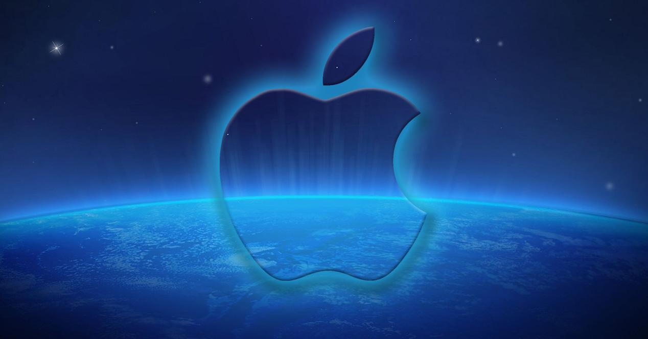 Icono de Apple con relieve azul
