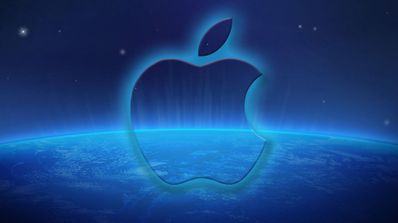 Icono de Apple con relieve azul