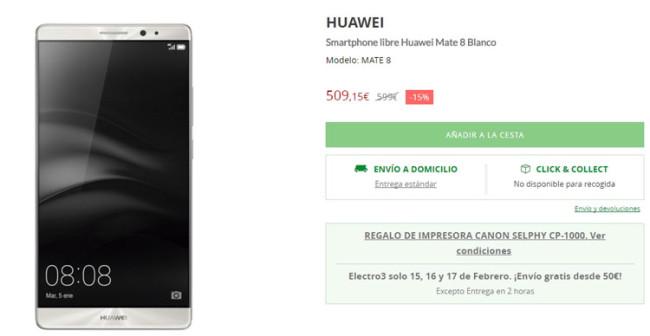 Precio del Huawei Mate 8 en El Corte Inglés