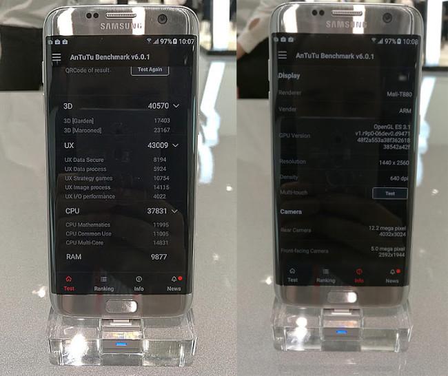 Informacion técnica del Samsung Galaxy S7 en app AnTuTu
