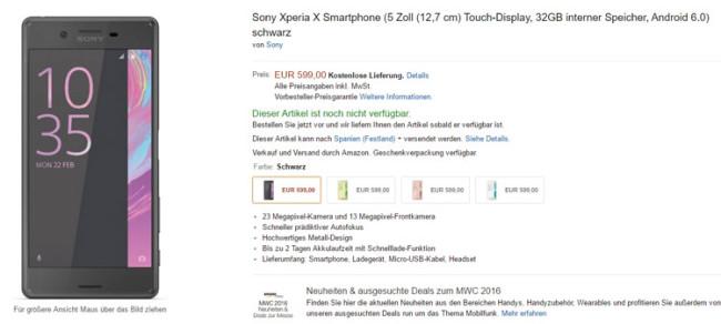 Precio del Sony Xperia X