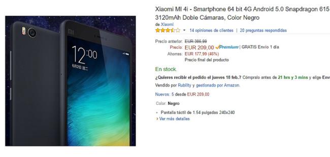 Precio del Xiaomi Mi 4i en Amazon