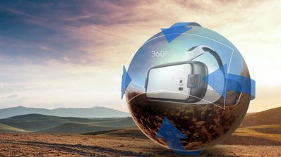 Esfera con Gear VR dentro y Galaxy S6