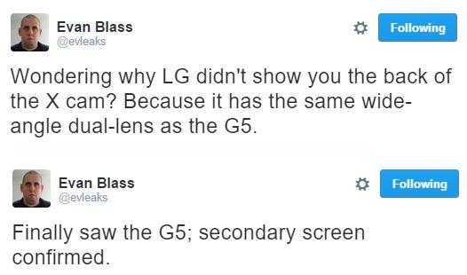 Evan Blass ofrece detalles pantalla secundaria LG G5