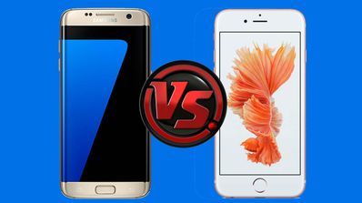 Samsung Galaxy S7 Edge dorado y iPhone 6s blanco