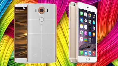 LG V10 y iPhone 6s Plus en color blanco y dorado