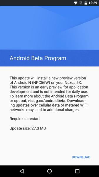 Actualización OTA de Android N
