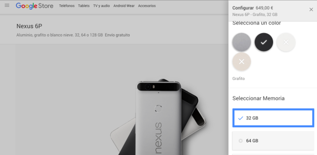 Nexus 6P tienda de google