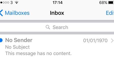 error mail 1970 iPhone