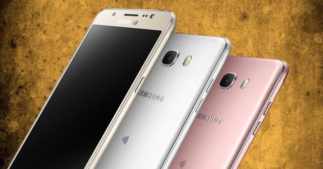 Samsung Galaxy J7 (2016) en dorado, blanco y rosa