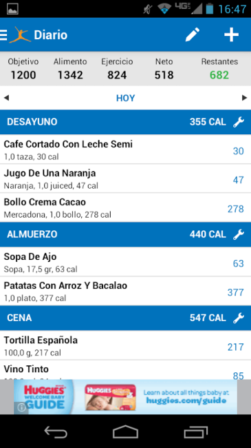 App cuenta-calorías