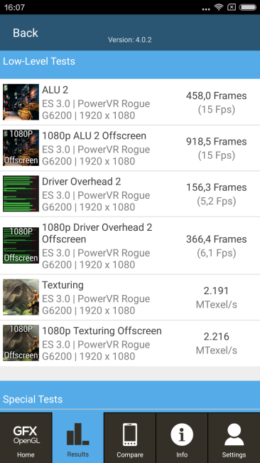 Resultado en GFXbench del Xiaomi Redmi Note 3