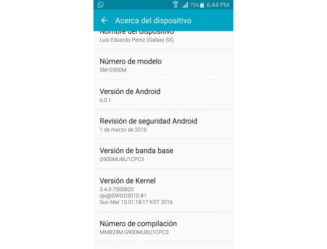 Samsung Galaxy S5 Android 6.0.1 Marshmallow