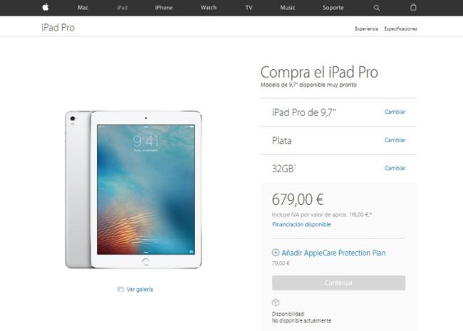 Precio del iPad Pro 9.7