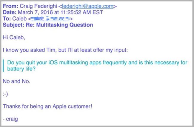 Respuesta de Craig Fderighi de Apple