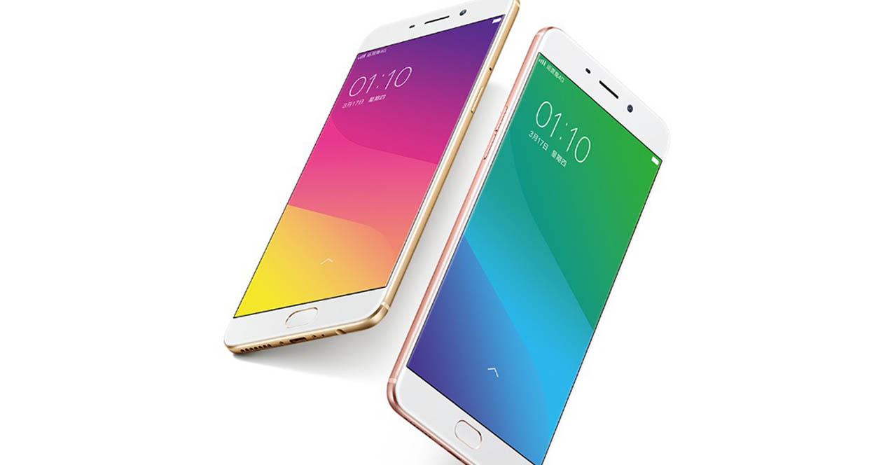 Oppo R9 y Oppo R9 Plus inclinados