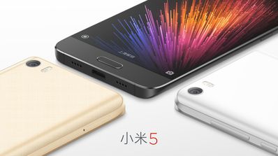 xiaomi mi5 en color negro, blanco y dorado