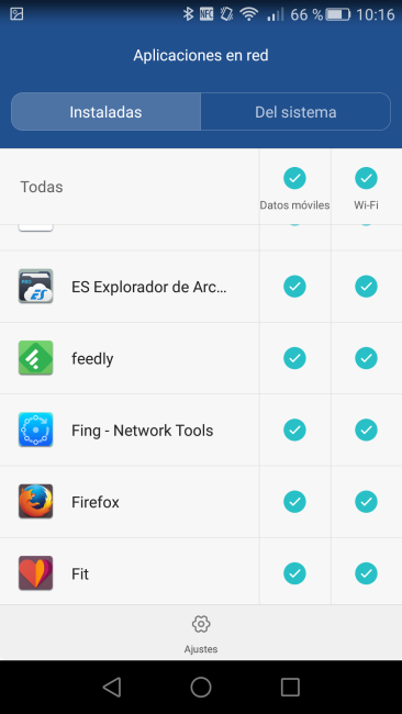 Aplicaciones de red EMUI Huawei