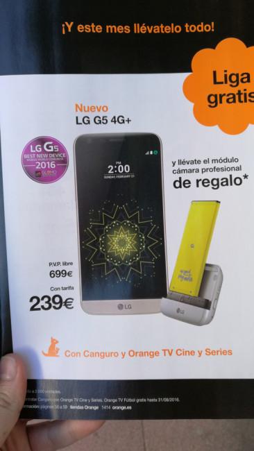 Promoción del LG G5 en Orange