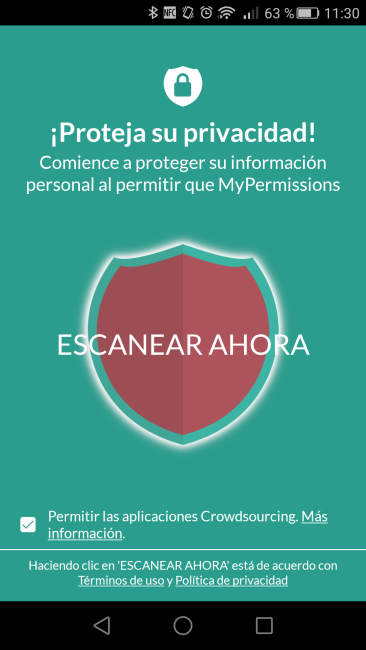 MyPermissions Privacy Cleaner - Escanear dispositivo